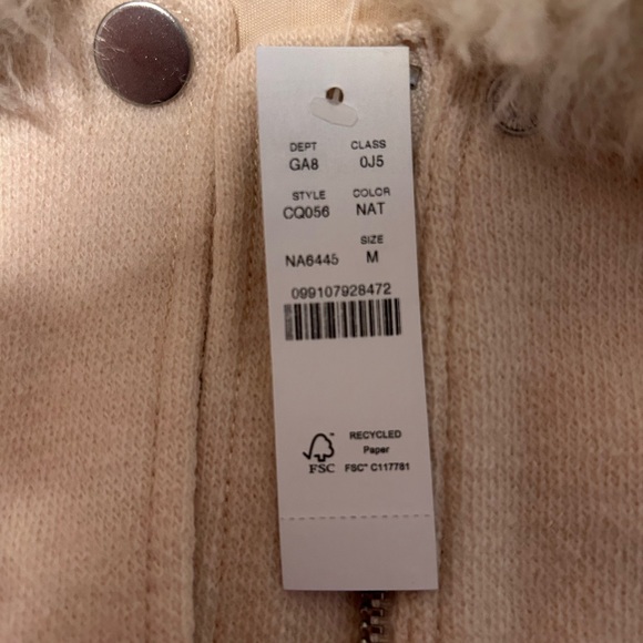 J.Crew Cream Wool Blend Flight Jacket Faux Fur Collar NWT - Picture 7 of 10